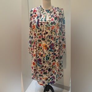 Pauline Trigere Vintage Patterned Silk Dress & Cape